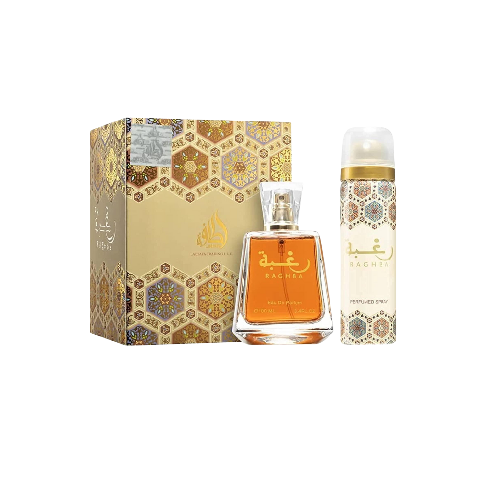 Lattafa Raghba For Her Edp 100 Ml + Deo Spray 50 Ml Set 2 Pcs Mujer