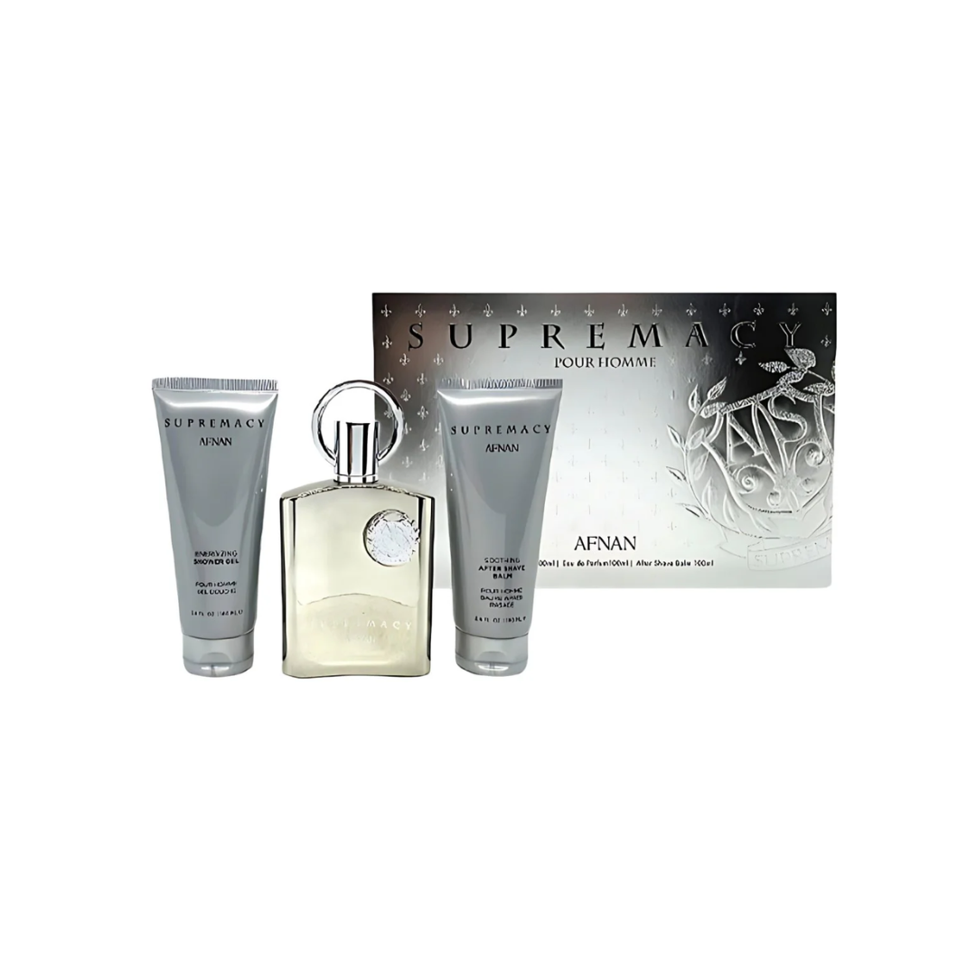 Afnan Supermacy (Silver) Pour Homme Edp 100ml + Shower Gel 100ml + After Shave Balm 100ml - Set 3pcs